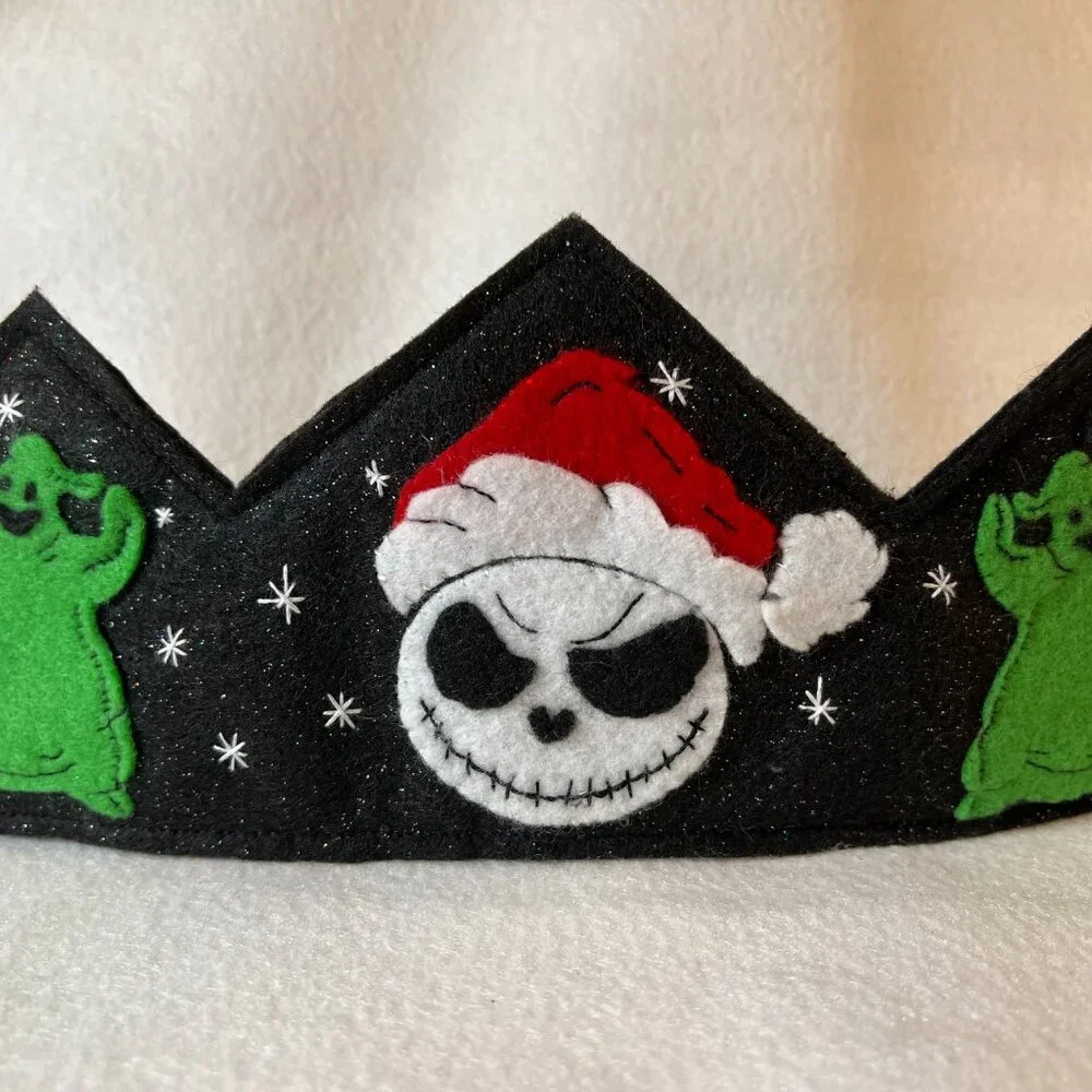 Christmas Felt Crown, Nightmare Before Christmas, Jack Oogie Felt Crown, Holiday